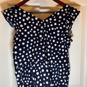 LOFT Navy‎ Polka Dot Blouse